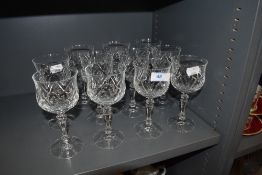 A set of clear cut crystal wine glasses by Schott Zwiesel