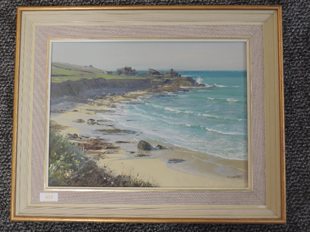 An oil painting, Sheila MacLeod Robertson, beach Cornwall, signed, 29 x 39...