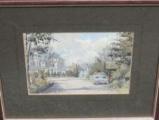 A watercolour, Henry W Bracken, village scene, signed 12 x 17cm, plus frame and glazed