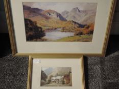 Two prints, attributed to Alfred Heaton Cooper, inc Elterwater, 25 x 37cm, plus frame and glazed