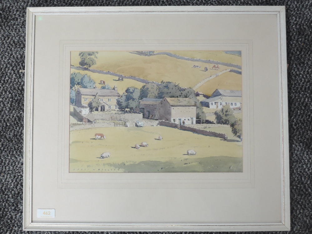 A watercolour, Henry W Bracken, Castleshaw Farm, signed, and dated 1981, 24 x 34cm, plus frame and - Image 2 of 2