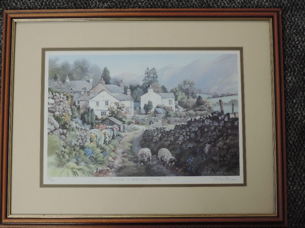 A Ltd Ed print, after Judy Boyes, Troutbeck a Lakeland Village, signed and num 225/850, 26 x 38cm,