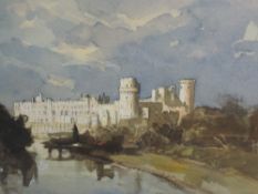 A watercolour, Anthony Flemming, Warwick castle, signed, 26 x 48cm, plus frame and glazed