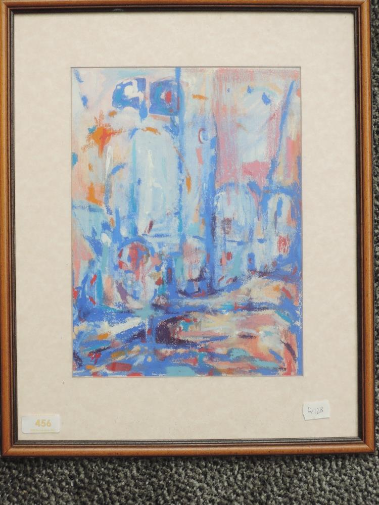 A pastel sketch, Toni Turner, abstract, atributed verso, and dated (19)96, 29 x 22cm, plus frame and
