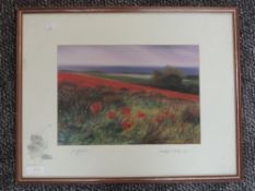 A print, after Keith Procter, poppies, signed and dated (19)93, 20 x 29cm, plus frame and glazed