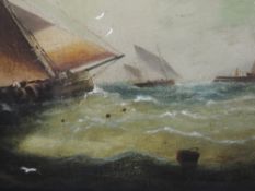 An oil painting, Schooner at sea, 50 x 75cm, plus frame