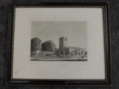 An engraving, after Ralph Croft, Kirkby Lonsdale Church, C19th, 32 x 40cm, plus frame and glazed