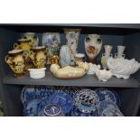 A selection of lustre glaze ceramics including Coalport Belleek and Royal Winton