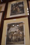 Two Victorian prints after F Wheatley, The family dinner and Persuading reluctance