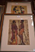 Two Batik African style prints.