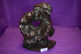 A bronze cast figure study of two abstract dancers possibly late Victorian early 20th century