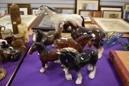 A selection of shire horse and similar race horse figure