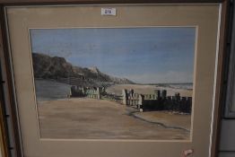 A watercolour, F W Porter, beach scene, 30 x 42cm, plus frame and glazed