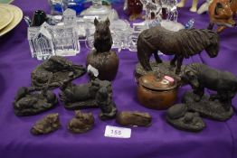 A selection of resin cast figures including pony mouse and dog