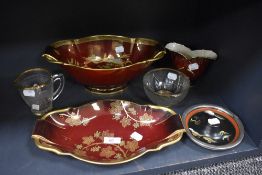 Four pieces of Carlton ware including Rouge Royale and HM silver rim ash tray