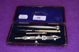 A Jackson Bros, Ltd Leeds and Armley, Draughtmans set in blue fabric lined case.