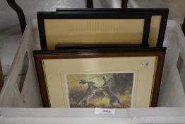 A selection of prints and pictures including hares
