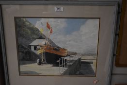 A watercolour, F W Porter, harbour view, signed, 28 x 36cm, plus frame and glazed