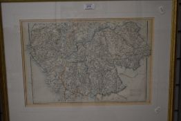 A map, The Lake District, published Casell, Peter Calpin Ludgate Hill, C19th. Later coloured, 31 x