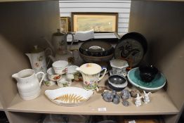 A selection of ceramics including studio pottery and Crown Devon milk jug