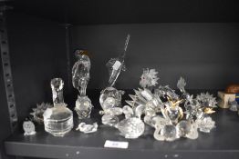 An assortment of Swarovski crystal animals and similar, some larger figurines amongst this