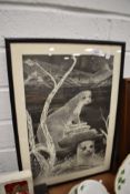 A vintage print of otters after Marjorie Chadwick Harris