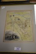 A map, Cole, Carlisle, C19th, later coloured, 29 x 18cm, plus frame and glazed