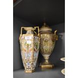 A highly decorated vase and similar lidded urn by Noritake