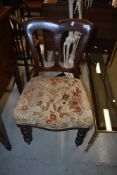 A Victorian mahogany dining chair having upholstered seat
