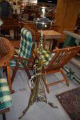 A late 19th or early 20th Century brass standard oil lamp (been converted to electric)