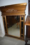 A reproduction Adams style wall mirror having gold frame, overmantel or similar, width approx.