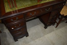 A reproduction Regency style pedestal desk of nice proportions, approx. 120 x 60cm