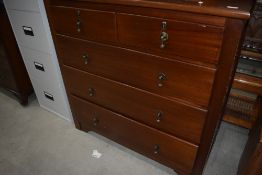 A vintage mahogany chest of two over three drawers, craftsman made in the traditional style, stamped