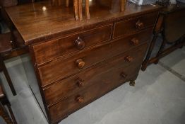 A 19th Century mahogany chest of two over three drawers, on bracket feet , width approx. 112cm,