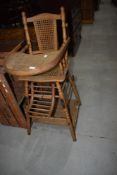 A Victorian turned frame and canework childs high/low chair