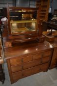 A vintage mahogany dressing chest in a Victorian style of two over two drawers, width approx. 108cm,