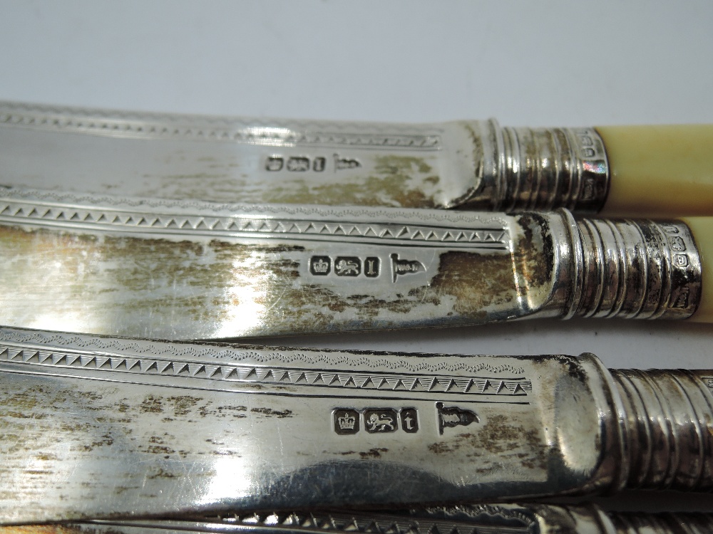 An Edwardian four place setting of fish knives and forks having bone handles and silver blades, - Image 2 of 2