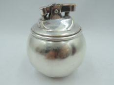 A silver Witch Ball table lighter of plain spherical form by Tiffany & Co England, London 1963, GW