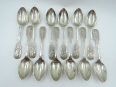 Twelve Victorian silver plated teaspoons stamped Osmium silver commemorating Queen Victoria's