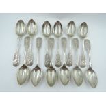 Twelve Victorian silver plated teaspoons stamped Osmium silver commemorating Queen Victoria's