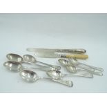 A small selection of HM silver including four teaspoons, London 1831, Charles Boyton, a Victorian