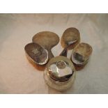 A four piece matched silver dressing table set of plain form bearing letter W to backs, Birmingham