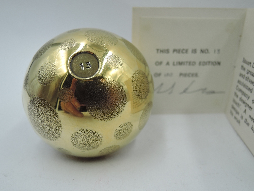 A Stuart Devlin 1981 silver gilt Christmas tree bauble having dot decoration and lift off cover - Image 5 of 5