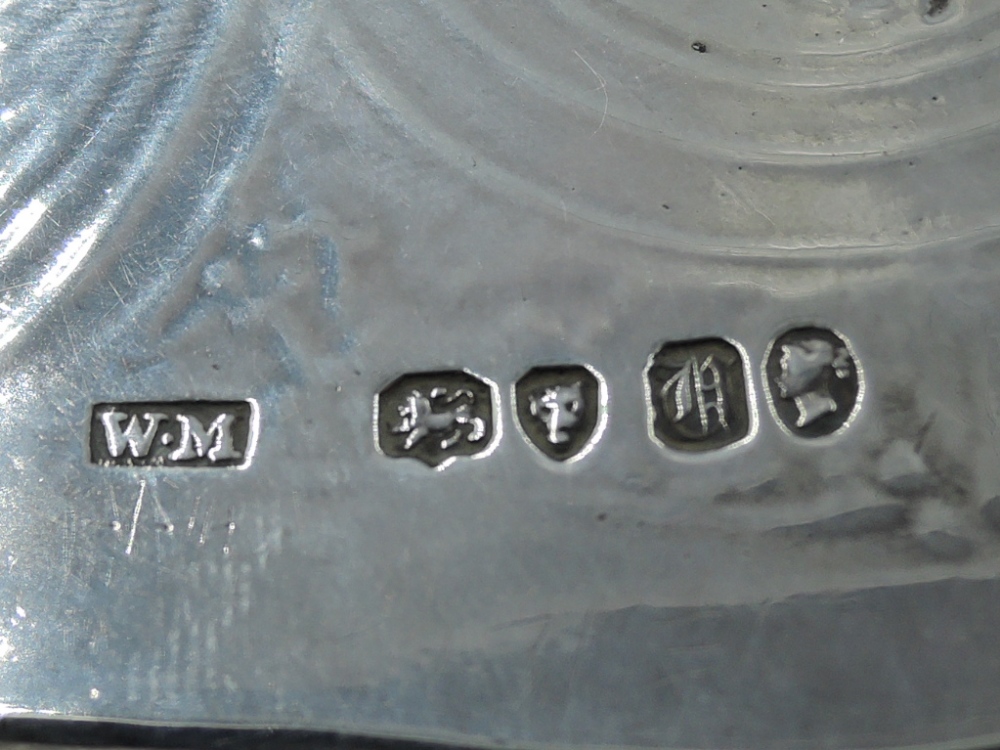 A Victorian silver salver having gadrooned pie crust rim, engraved decoration with central crest and - Image 3 of 3