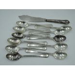 Eleven silver coffee spoons having beaded decoration to stems, Sheffield 1910, Joseph Rodgers & Sons
