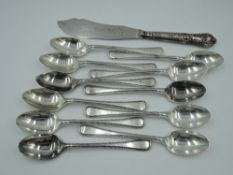 Eleven silver coffee spoons having beaded decoration to stems, Sheffield 1910, Joseph Rodgers & Sons