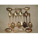A set of twelve Victorian silver tea spoons in the fiddle back pattern bearing monogram to
