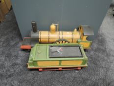 A hand built wooden model of a 4-2-2 Iron Duke loco & tender, a static model for display only,