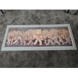 A modern print, Teddy Bears at Play, 55cm x 135cm