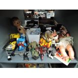 A collection of mixed toys including Tonka Crane, Transformers, Britains Space Cannon, Britains Sta